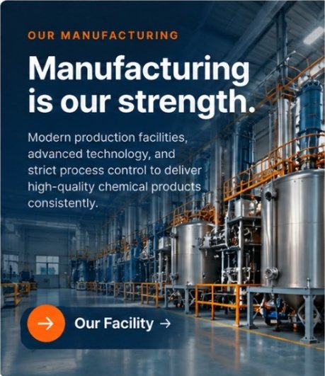 Our manufacturing. Manufacturing is our strength. Modern production facilities, advanced technology, and strict process control to deliver high-quality chemical products consistently. Our Facility.